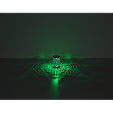 Stolní lampa, plast bílý matný, kov zelená, dotykové zapnutí/vypnutí, změna barev RGB, fixace barev RGB, bez adaptéru, USB-C-USB-C, akumulátor 1xCR18650 500mAh 3,7V, ø: 80mm, V: 140mm, včetně LED 1W 2 RGB + 6000K