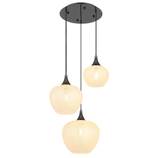 Závěsná lampa kovová, broncová, čiré sklo, akrylový křišťál čirý, kabel průhledný PVC, výškově nastavitelná, ø: 490mm, V: 1200mm, bez žárovek 3x E27,max. 40W 230V