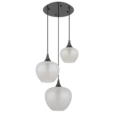 Závěsná lampa kovová, broncová, čiré sklo, akrylový křišťál čirý, kabel průhledný PVC, výškově nastavitelná, ø: 490mm, V: 1200mm, bez žárovek 3x E27,max. 40W 230V