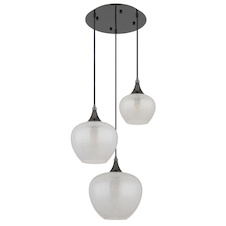 Závěsná lampa kovová, broncová, čiré sklo, akrylový křišťál čirý, kabel průhledný PVC, výškově nastavitelná, ø: 490mm, V: 1200mm, bez žárovek 3x E27,max. 40W 230V