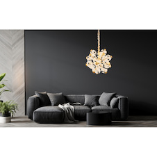 Závěsná lampa, kov, zlatá, křišťálově čiré sklo, ø: 500mm, V: 1250mm, včetně LED 52W 230V, zdroj 5600lm, výstup 4800lm, 3000K