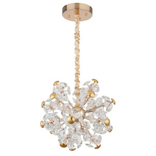 Závěsná lampa, kov, zlatá, křišťálově čiré sklo, ø: 500mm, V: 1250mm, včetně LED 52W 230V, zdroj 5600lm, výstup 4800lm, 3000K