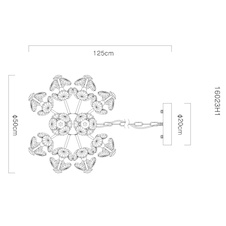 Závěsná lampa, kov, zlatá, křišťálově čiré sklo, ø: 500mm, V: 1250mm, včetně LED 52W 230V, zdroj 5600lm, výstup 4800lm, 3000K