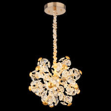 Závěsná lampa, kov, zlatá, křišťálově čiré sklo, ø: 500mm, V: 1250mm, včetně LED 52W 230V, zdroj 5600lm, výstup 4800lm, 3000K