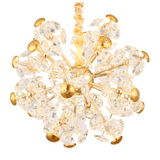 Závěsná lampa, kov, zlatá, křišťálově čiré sklo, ø: 500mm, V: 1250mm, včetně LED 52W 230V, zdroj 5600lm, výstup 4800lm, 3000K