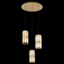Závěsná lampa, kov zlaté barvy antik, kov černý matný, čiré sklo, kabel PVC černý, výškově nastavitelná, ø: 360mm, V: 1500mm, včetně LED 25W 230V, zdroj 2900lm, výstup 1500lm, 3000K