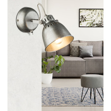 Nástěnné svítidlo, kov, stříbrnošedé, ŠxV: 115x152mm, AL: 188mm, bez žárovky 1x E14,max. 40W 230V