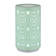 Stolní lampa, plast bílý matný, kov zelená, dotykové zapnutí/vypnutí, změna barev RGB, fixace barev RGB, bez adaptéru, USB-C-USB-C, akumulátor 1xCR18650 500mAh 3,7V, ø: 80mm, V: 140mm, včetně LED 1W 2 RGB + 6000K
