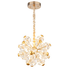 Závěsná lampa, kov, zlatá, křišťálově čiré sklo, ø: 500mm, V: 1250mm, včetně LED 52W 230V, zdroj 5600lm, výstup 4800lm, 3000K
