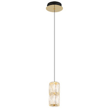 Závěsná lampa, kov zlaté barvy antik, kov černý matný, čiré sklo, kabel PVC černý, výškově nastavitelná, ø: 120mm, V: 1500mm, včetně LED 10W 230V, zdroj 1100lm, výstup 750lm, 3000K
