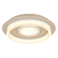 Stropní svítidlo, matný bílý kov, pískově zbarvený kov, bílý plast, průhledný plast, Ø:40cm, H:8,5cm, včetně LED 24W 230V, 3000lm zdroj, 1240lm výstup, 3000K