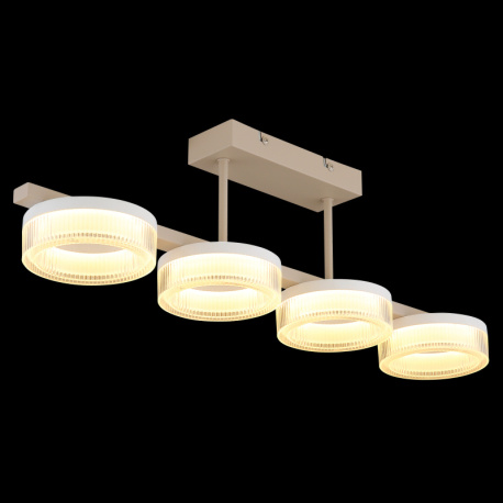 Stropní svítidlo, pískově zbarvený kov, matný bílý kov, bílý plast, průhledný plast, DxŠxV:67x13x19,5cm, včetně LED 24W 230V, 2510lm zdroj, 1600lm výstup, 3000K