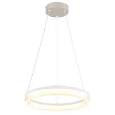 Závěsné svítidlo, pískově zbarvený kov, bílý plast, průhledný plast, bílý PVC kabel, nastavitelná výška, Ø:33cm, V:150cm, včetně LED 16W 230V, 1730lm zdroj, 1100lm výstup, 3000K