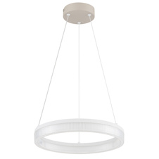 Závěsné svítidlo, pískově zbarvený kov, bílý plast, průhledný plast, bílý PVC kabel, nastavitelná výška, Ø:33cm, V:150cm, včetně LED 16W 230V, 1730lm zdroj, 1100lm výstup, 3000K