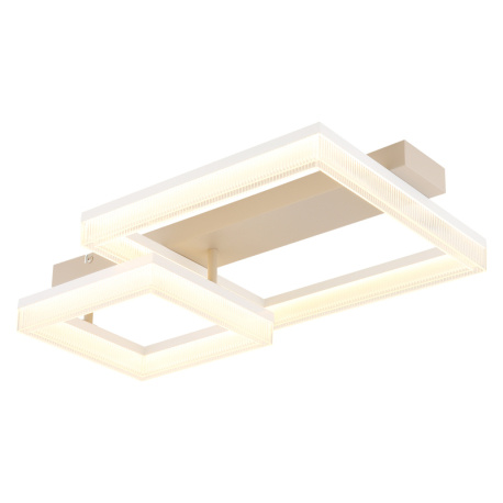 Stropní svítidlo, kov v barvě písku, matný bílý kov, bílý plast, průhledný plast, DxŠxV:53x33x12,5cm, včetně LED 24W 230V, zdroj 2890lm, výstup 2100lm, 3000K
