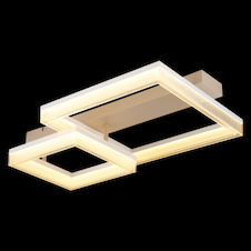 Stropní svítidlo, kov v barvě písku, matný bílý kov, bílý plast, průhledný plast, DxŠxV:53x33x12,5cm, včetně LED 24W 230V, zdroj 2890lm, výstup 2100lm, 3000K