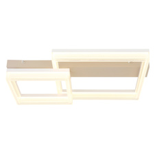 Stropní svítidlo, kov v barvě písku, matný bílý kov, bílý plast, průhledný plast, DxŠxV:53x33x12,5cm, včetně LED 24W 230V, zdroj 2890lm, výstup 2100lm, 3000K