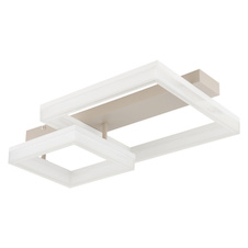 Stropní svítidlo, kov v barvě písku, matný bílý kov, bílý plast, průhledný plast, DxŠxV:53x33x12,5cm, včetně LED 24W 230V, zdroj 2890lm, výstup 2100lm, 3000K