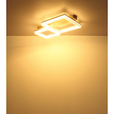 Stropní svítidlo, kov v barvě písku, matný bílý kov, bílý plast, průhledný plast, DxŠxV:53x33x12,5cm, včetně LED 24W 230V, zdroj 2890lm, výstup 2100lm, 3000K
