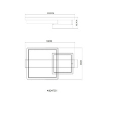 Stropní svítidlo, kov v barvě písku, matný bílý kov, bílý plast, průhledný plast, DxŠxV:53x33x12,5cm, včetně LED 24W 230V, zdroj 2890lm, výstup 2100lm, 3000K