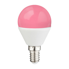 LED žárovka, hliník, plast bílý, plast opál, ILLU, stmívatelná, dálkové ovládání, změna barvy světla, fixace barev, Ø4,5cm, V:8cm, 1xE14 RGBW 4.9W 230V, 470lm, 2700K.