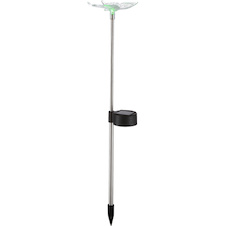 Solární svítidlo nerez, černý plast, čirý plast, RGB měnič barev, IP44, 2xmotýlek, 2xvážka, DxŠxV:60x70x420mm, sada 4 kusy, vč. RGB LED 0,06W 3V, vícebarevné