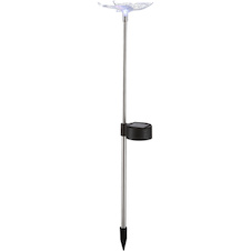 Solární svítidlo nerez, černý plast, čirý plast, RGB měnič barev, IP44, 2xmotýlek, 2xvážka, DxŠxV:60x70x420mm, sada 4 kusy, vč. RGB LED 0,06W 3V, vícebarevné