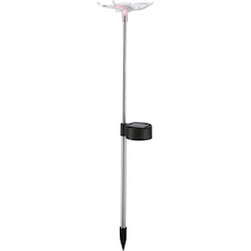 Solární svítidlo nerez, černý plast, čirý plast, RGB měnič barev, IP44, 2xmotýlek, 2xvážka, DxŠxV:60x70x420mm, sada 4 kusy, vč. RGB LED 0,06W 3V, vícebarevné
