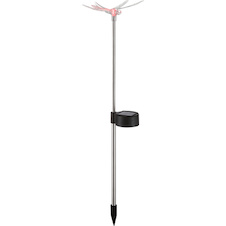 Solární svítidlo nerez, černý plast, čirý plast, RGB měnič barev, IP44, 2xmotýlek, 2xvážka, DxŠxV:60x70x420mm, sada 4 kusy, vč. RGB LED 0,06W 3V, vícebarevné