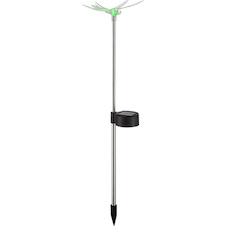 Solární svítidlo nerez, černý plast, čirý plast, RGB měnič barev, IP44, 2xmotýlek, 2xvážka, DxŠxV:60x70x420mm, sada 4 kusy, vč. RGB LED 0,06W 3V, vícebarevné