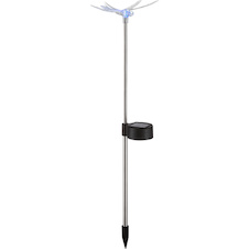 Solární svítidlo nerez, černý plast, čirý plast, RGB měnič barev, IP44, 2xmotýlek, 2xvážka, DxŠxV:60x70x420mm, sada 4 kusy, vč. RGB LED 0,06W 3V, vícebarevné