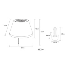 Solarní svítidlo plast bílý, kov stříbrný, CR18650 1200mAh 3,7V, IP44, pro umístění na láhve, 3 režimy: 1)50% intenzita 2)100% intenzita, 3)solární režim (svítí pouze ve tmě), stínítko: 20x12cm, víčko láhve ø→3,4x6,2cm, 10xLED 1,5W 3V, 100lm 3000K