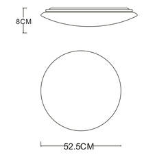 Stropní svítidlo, kov bílý, plast bílý, chromová obruč, změna barvy světla 3000-6400K, noční světlo, stmívatelné, dálkové ovládání, fixace barev, Ø53cm, V:8cm, včetně 1xLED 48W 230V, 350-3500lm, 3000-4200-6400K