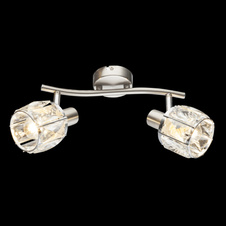 Nástěnné svítidlo, kov nikl matný, chrom, skleněný křišťál průhledný, DxV: 28x18cm, bez žárovek 2xE14, max. 40W 230V